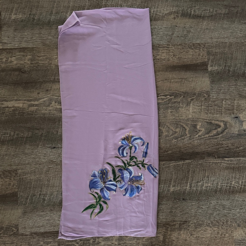 Hand painted lavender scarf